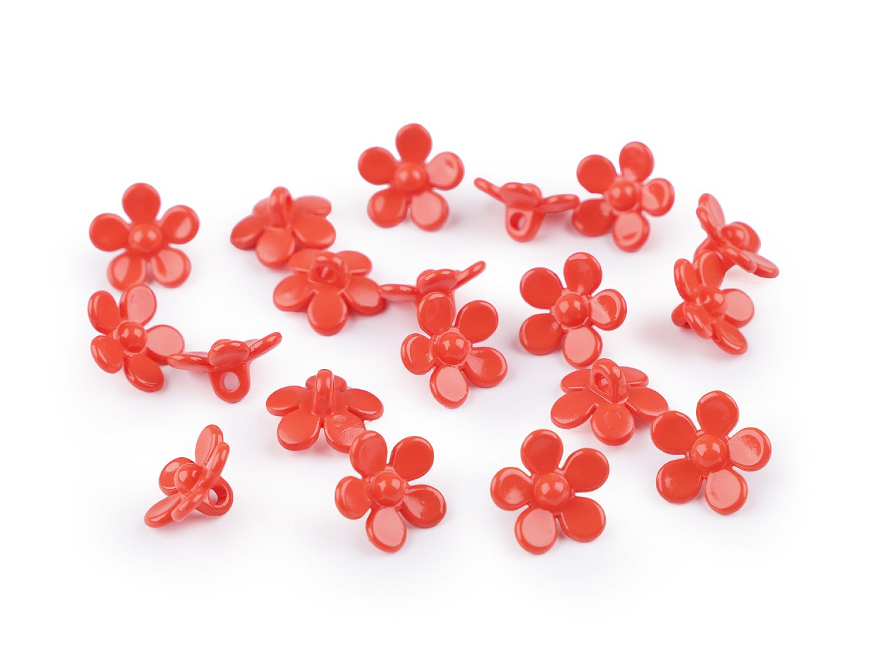 Plastové knoflíky / korálky květ Ø15 mm, barva 2 korálová