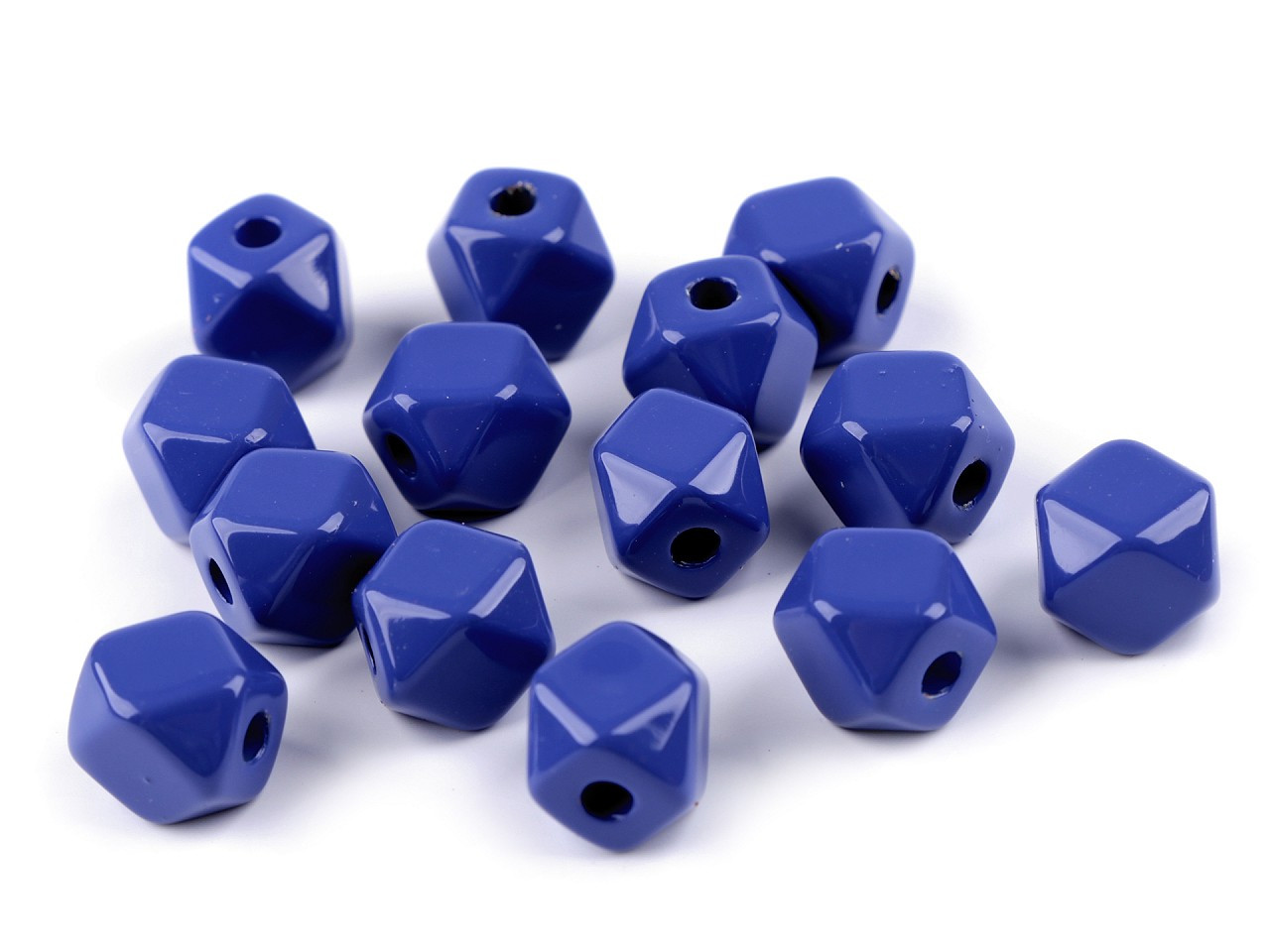 Plastové korálky kostka / diamant 12x12 mm, barva 5 modrá