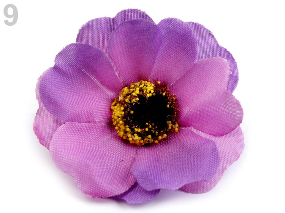 Umělý květ čajová růže Ø5 cm, barva 9 fialová světlá