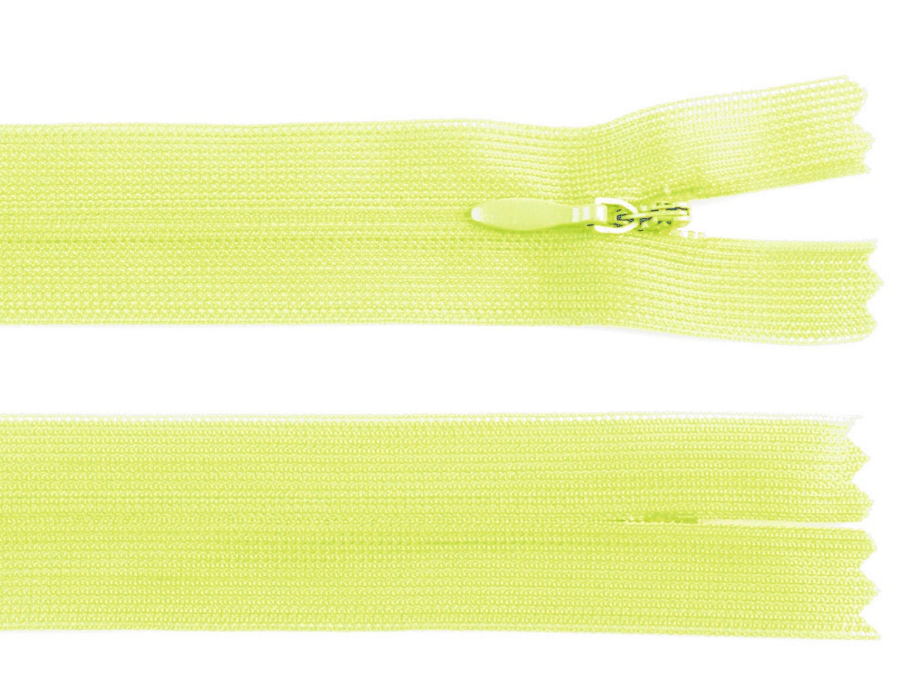 Spirálový zip skrytý šíře 3 mm délka 50 cm dederon, barva 228 žlutá reflexní