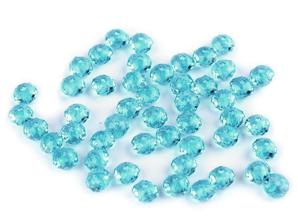 Plastové korálky broušené slavík 4x6 mm, barva 4 modrá azurová