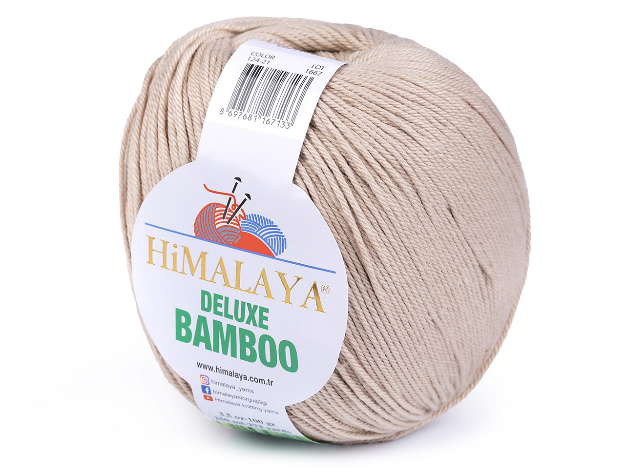 Pletací příze Deluxe Bamboo 100 g, barva 3 (21) béžová světlá