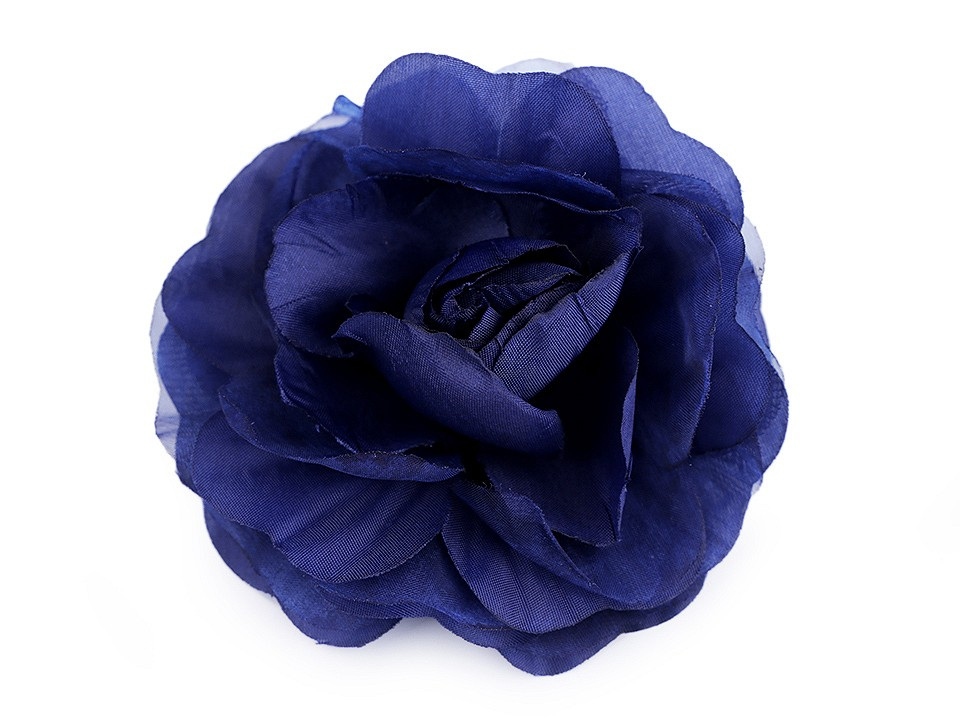 Brož / ozdoba růže Ø10 cm, barva 5 modrá safírová