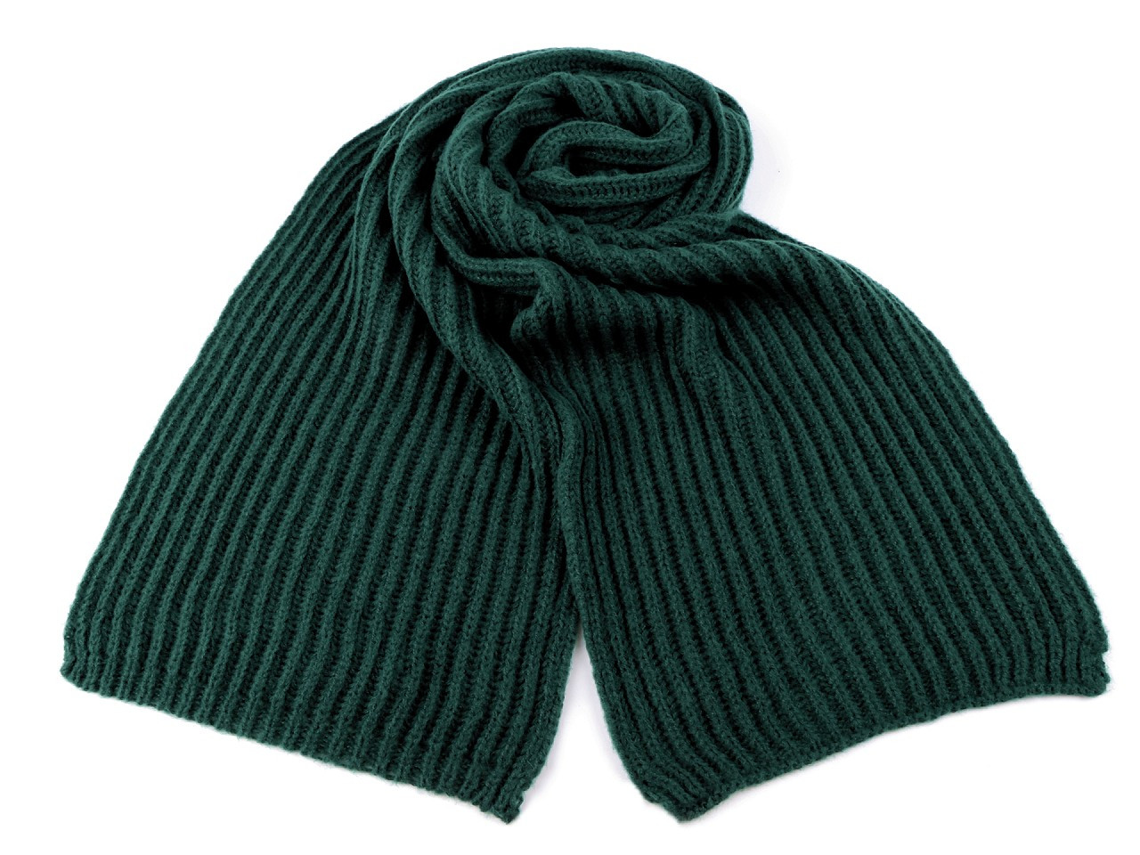 Zimní šála pletená 27x175 cm, barva 3 zelená tmavá