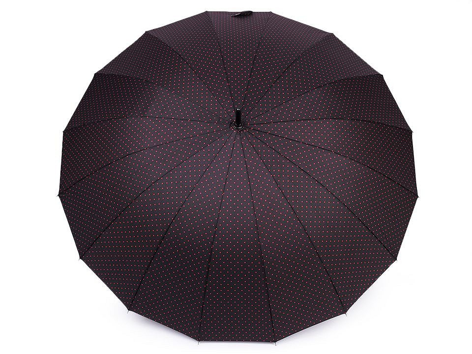 Dámský vystřelovací deštník s puntíky, barva 5 černá červená