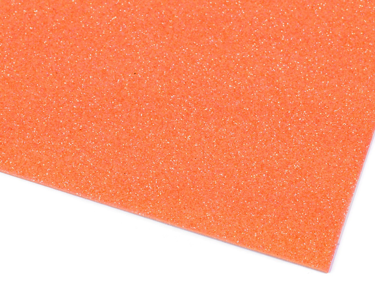 Samolepicí pěnová guma Moosgummi s glitry 20x30 cm, barva 17 oranžová dýňová