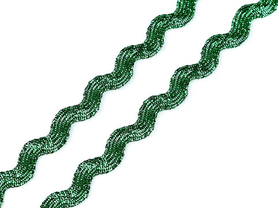Prýmek / hadovka s lurexem šíře 5 mm, barva 4 zelená tm.