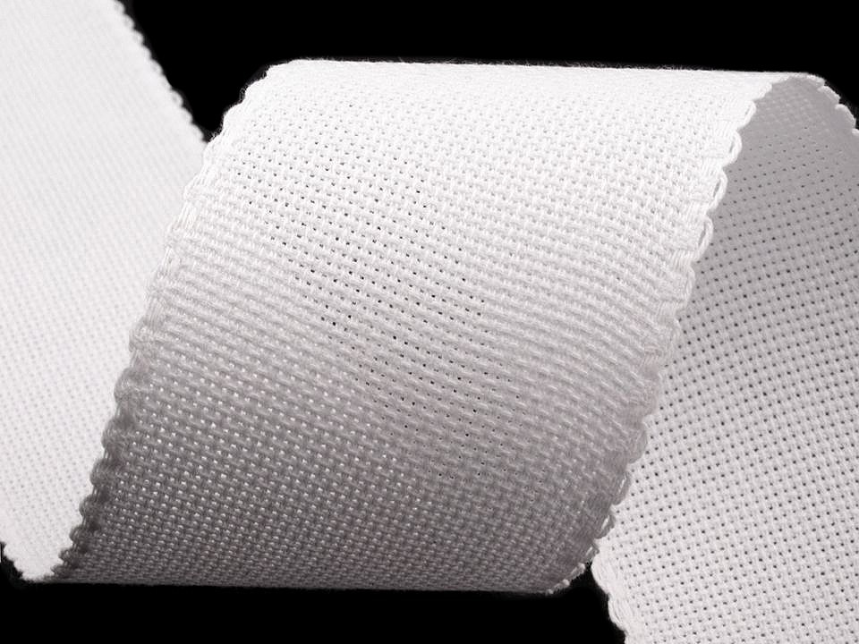Fotografie Kanavný pás šíře 70 mm zoubkovka, barva 1 bílá přírodní