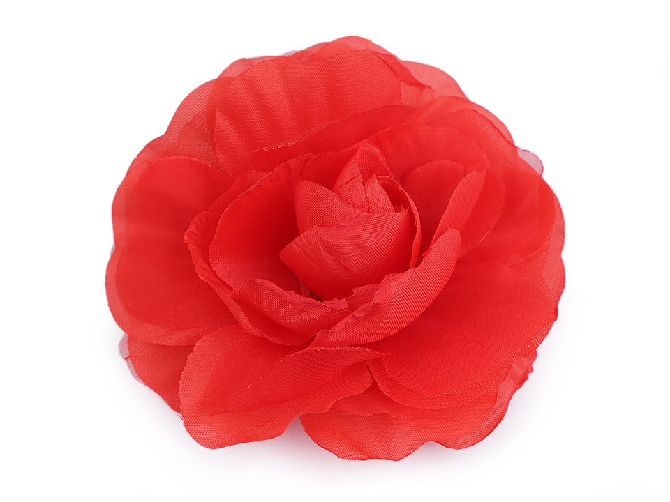 Brož / ozdoba růže Ø10 cm, barva 4 červená