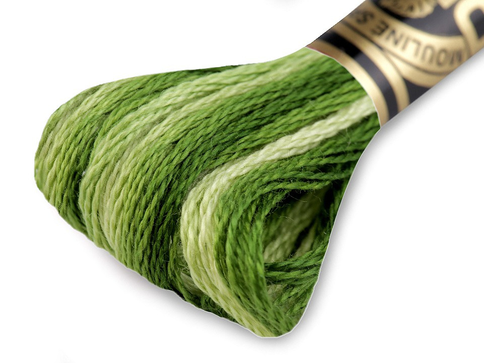 Vyšívací příze DMC Mouliné Spécial Cotton, barva 92 Bright LimeGreen melír