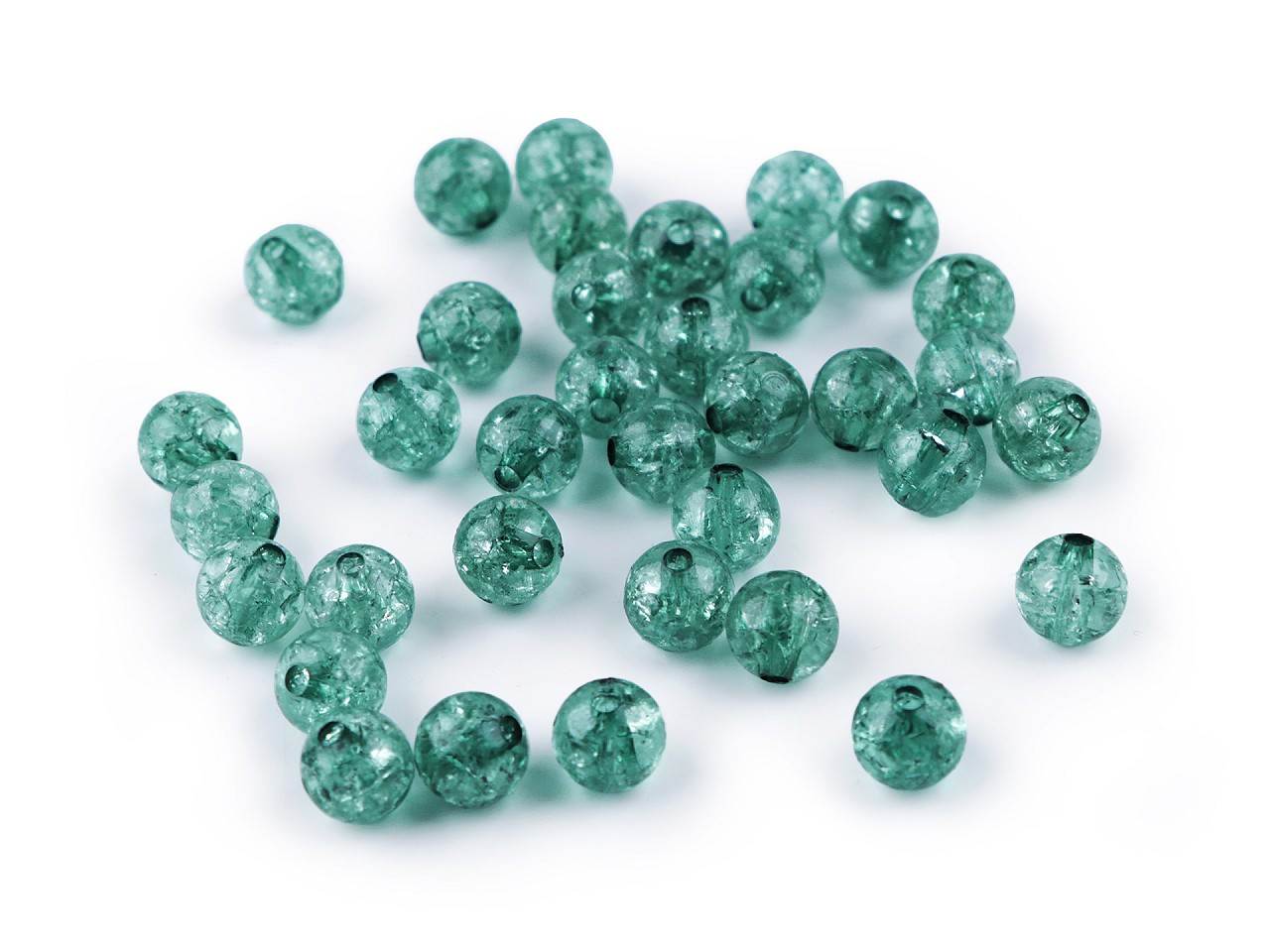 Plastové korálky kraklované Ø8 mm, barva 21 (24) zelená lahvová