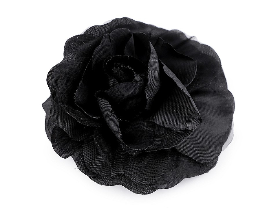 Brož / ozdoba růže Ø10 cm, barva 6 černá