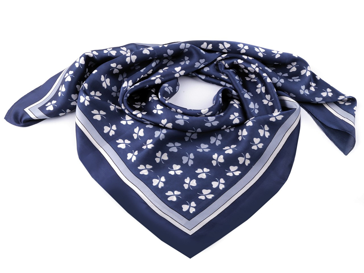 Saténový šátek 90x90 cm, barva 6 modrá tmavá
