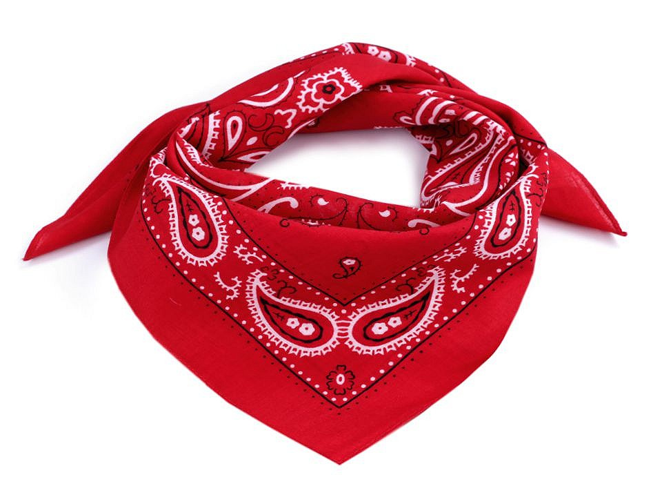Bavlněný šátek paisley 55x55 cm, barva 2 červená