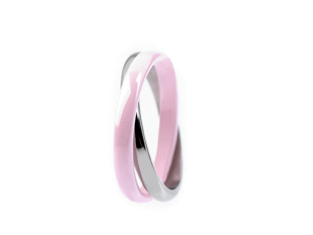 Dvojitý prsten - keramika, chirurgická ocel, barva 10 (vel. 10) růžová nejsv.