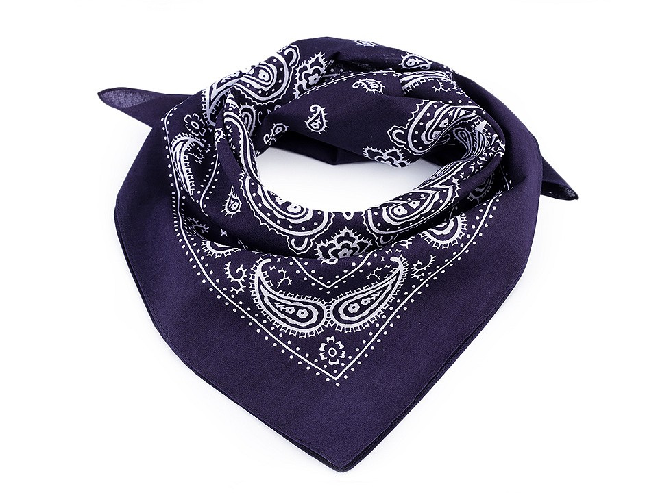 Bavlněný šátek paisley 55x55 cm, barva 4 modrá tmavá