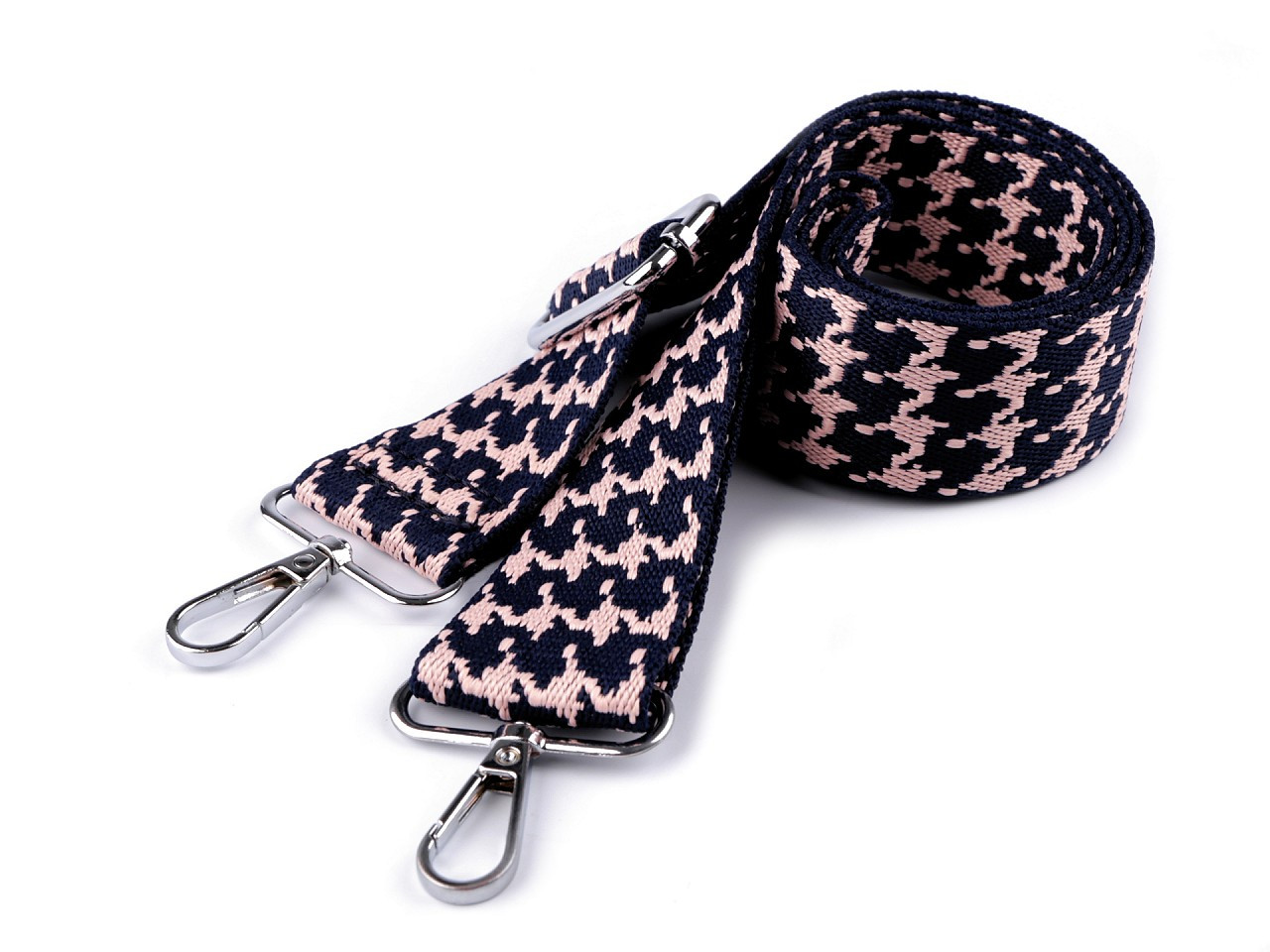 Textilní ucho / popruh na tašku s karabinami šíře 3,8 cm, barva 3 modrá tmavá pudrová