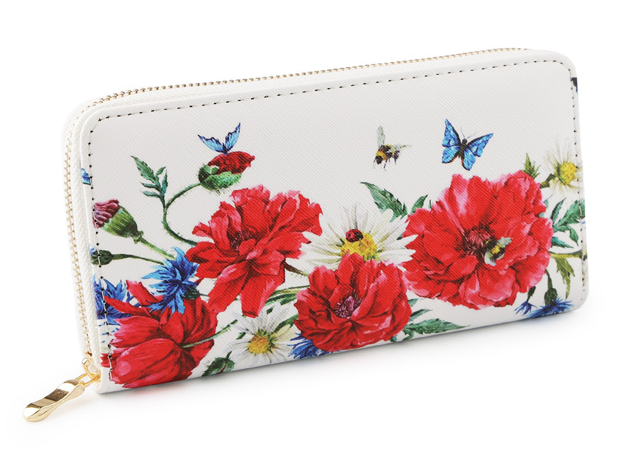 Fotografie Dámská peněženka květy 10x19 cm, barva 1 bílá