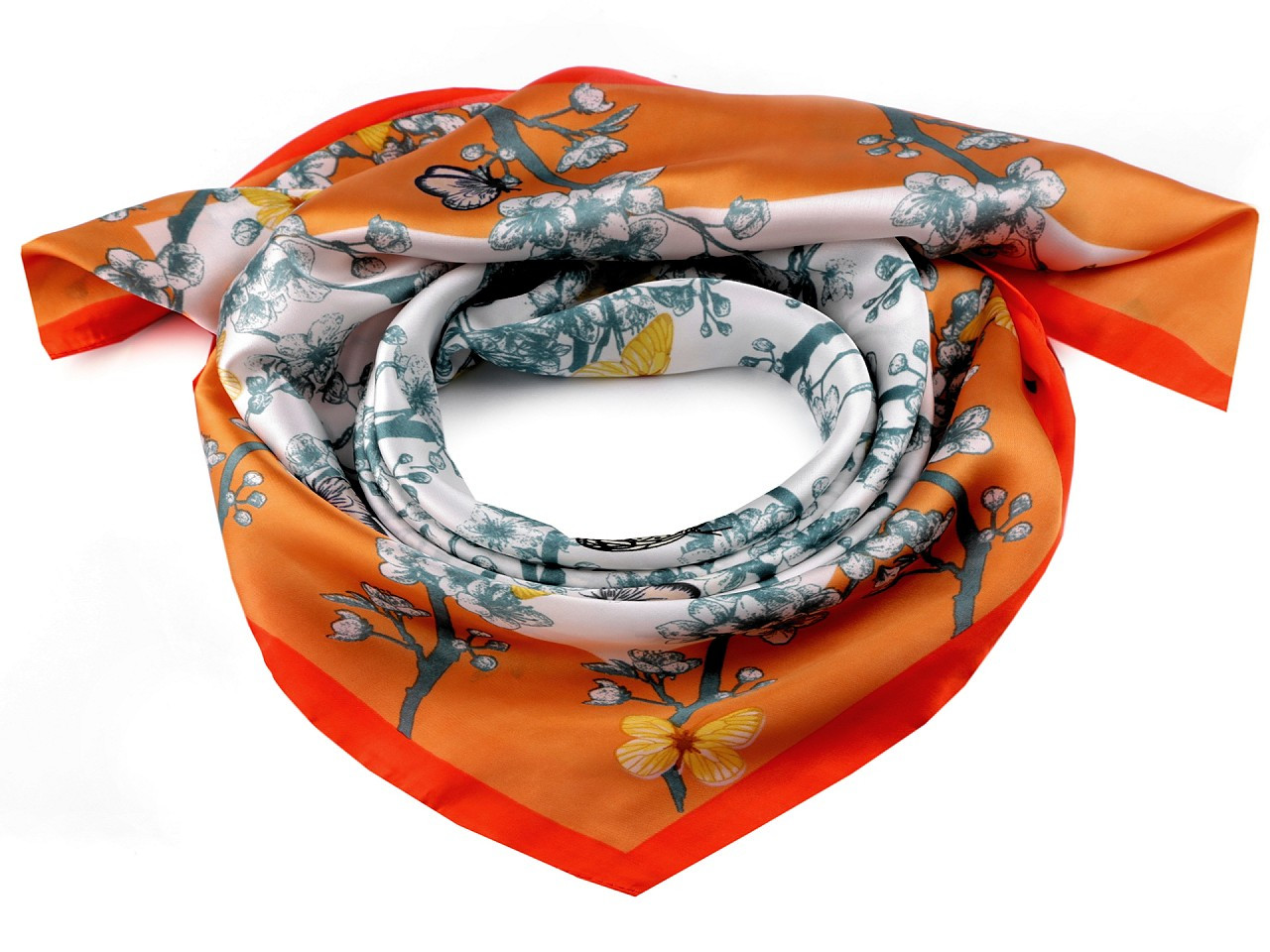 Saténový šátek motýl 70x70 cm, barva 2 lososová