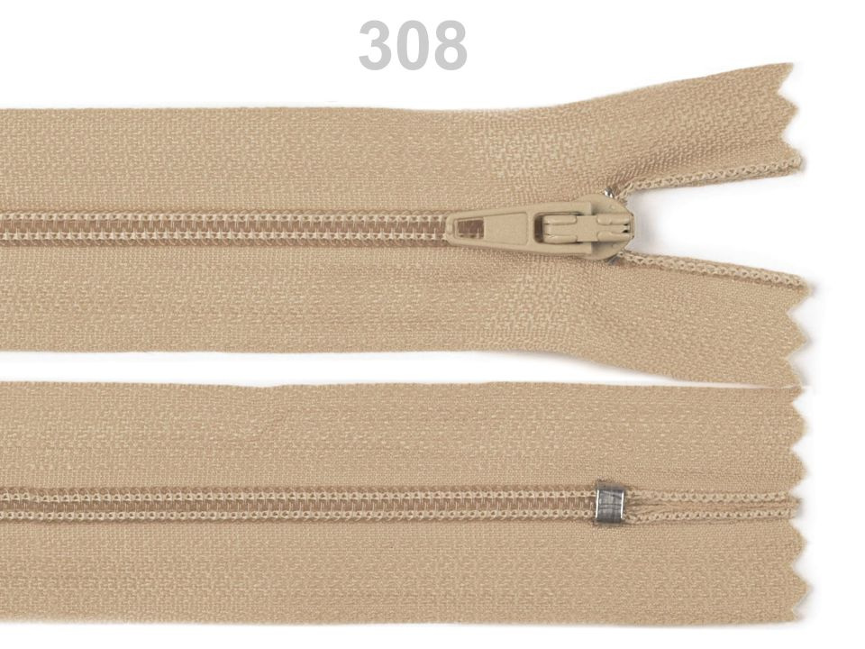 Spirálový zip šíře 3 mm délka 16 cm autolock, barva 308 Prairie Sand světlá