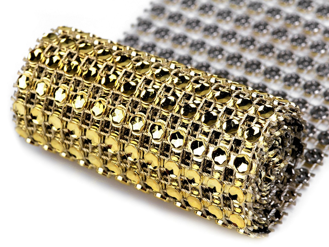 Diamantový pás / borta šíře 58 mm, barva 6 zlatá sv.