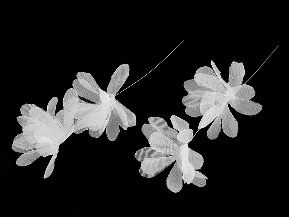 Monofilové svatební květy na silonu délka 16 cm, barva 1 bílá