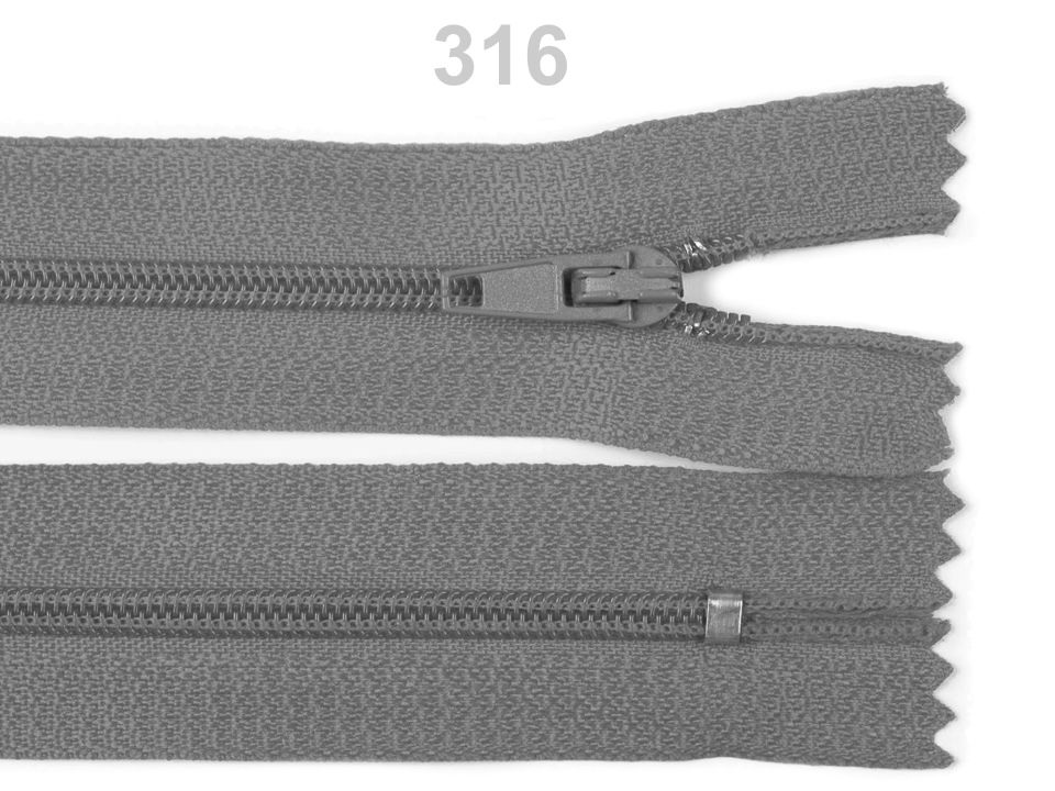 Spirálový zip šíře 3 mm délka 16 cm autolock, barva 316 Zinc