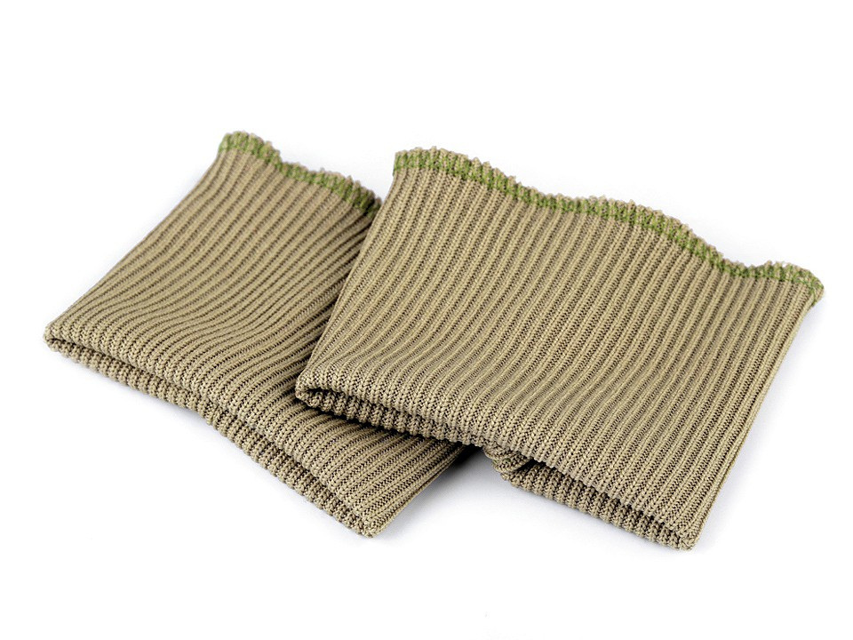 Elastické náplety na rukávy šíře 7 cm, barva 3/113 zelená khaki sv.