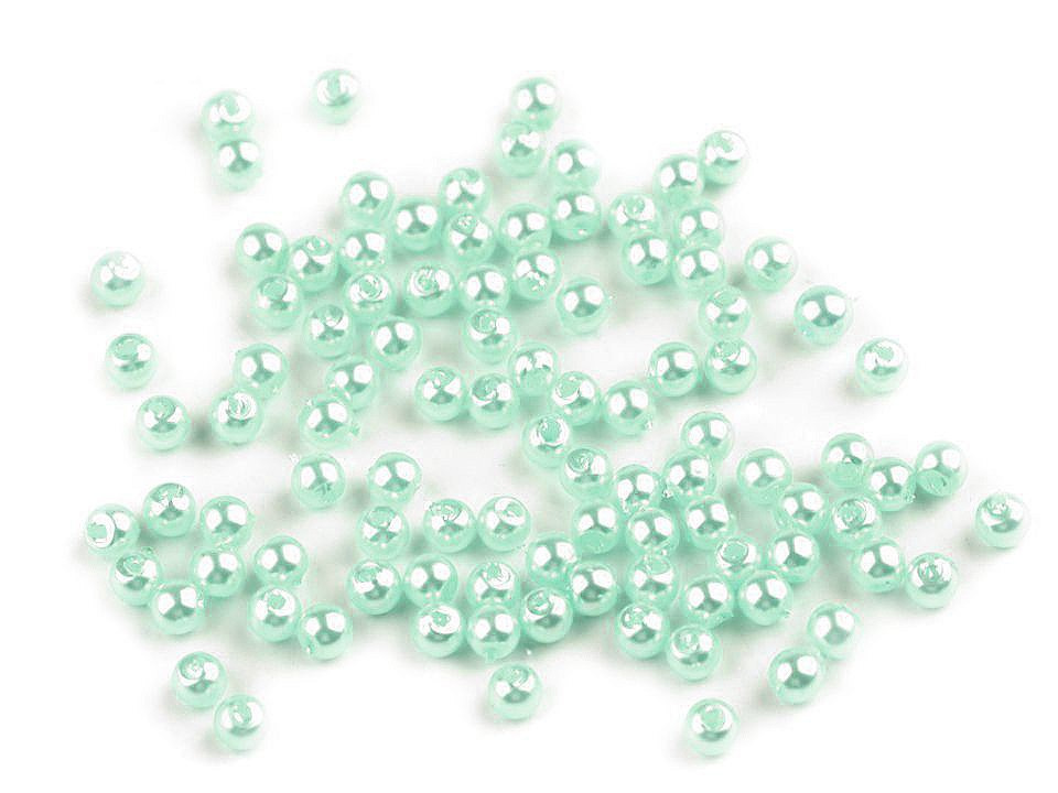 Plastové voskové korálky / perly Glance Ø4 mm, barva F18 mint