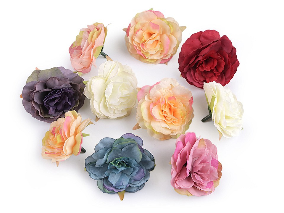 Umělý květ růže Ø5-6 cm, barva 2 mix variant
