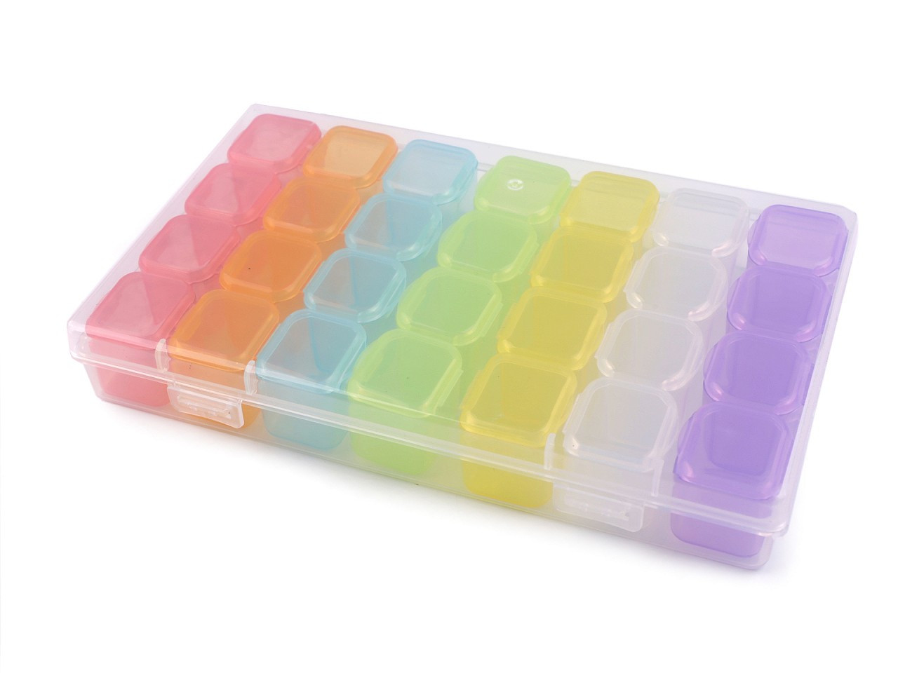Plastový box / zásobník 28 dóziček, barva multikolor
