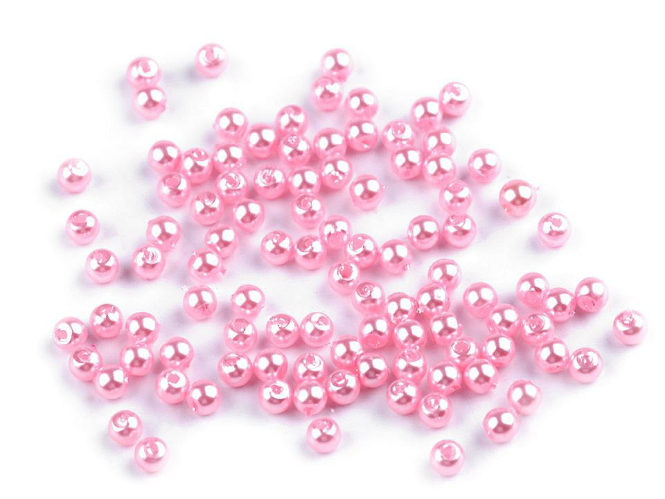 Plastové voskové korálky / perly Glance Ø4 mm, barva F33 růžová sv.