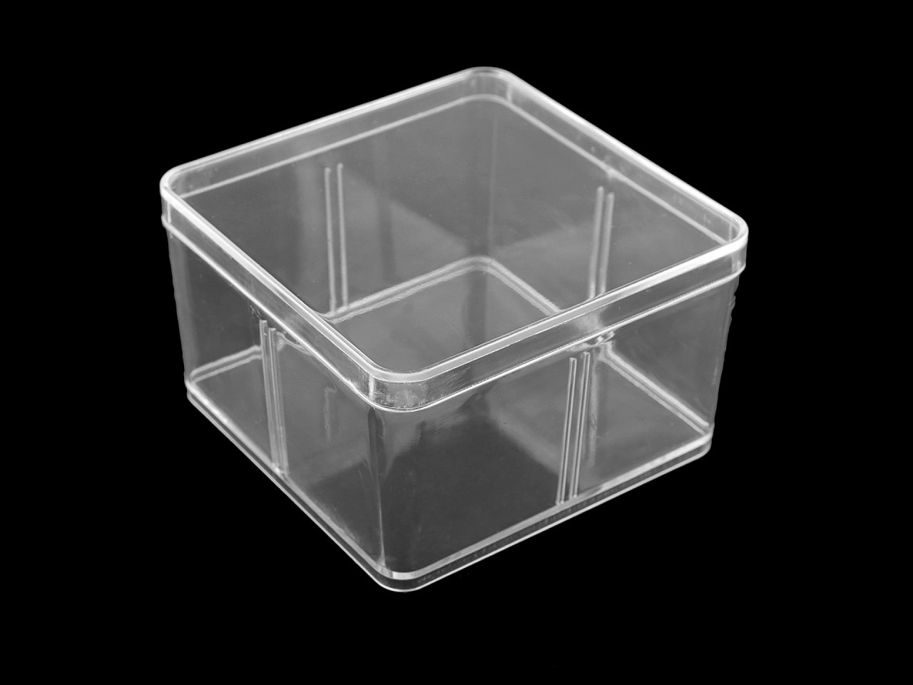 Plastová krabička / box s víkem 9,5x9,5x5,5 cm, barva transparent
