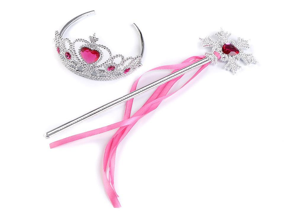 Karnevalová sada / korunka - ledová královna, barva 1 růžová pink