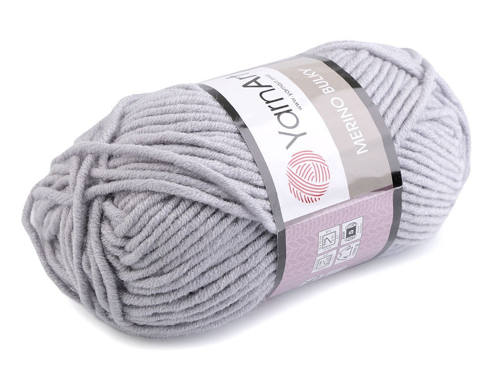 Pletací příze Merino bulky 100 g, barva 11 (3072) šedá nejsvětlější