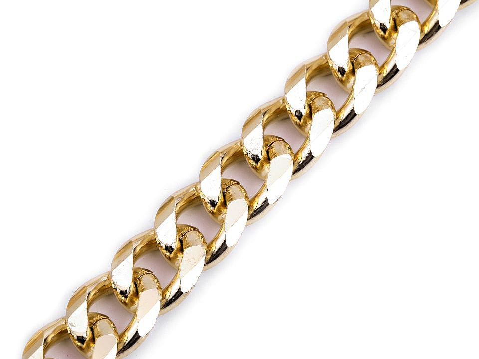 Řetěz plochý šíře 14 mm, barva 2 zlatá klasik