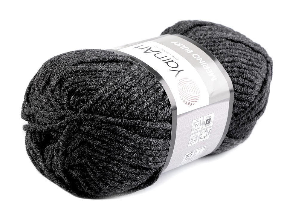 Pletací příze Merino bulky 100 g, barva 9 (359) šedá hematit