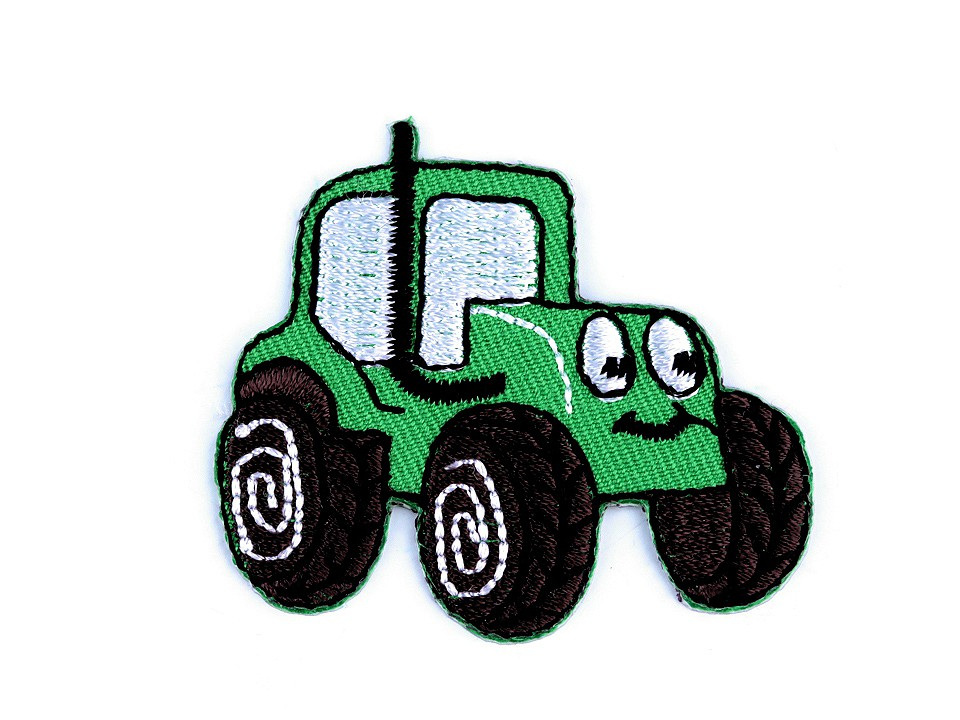 Nažehlovačka nákladní auto, traktor, bagr, vláček, míchačka, barva 13 zelená pastelová traktor