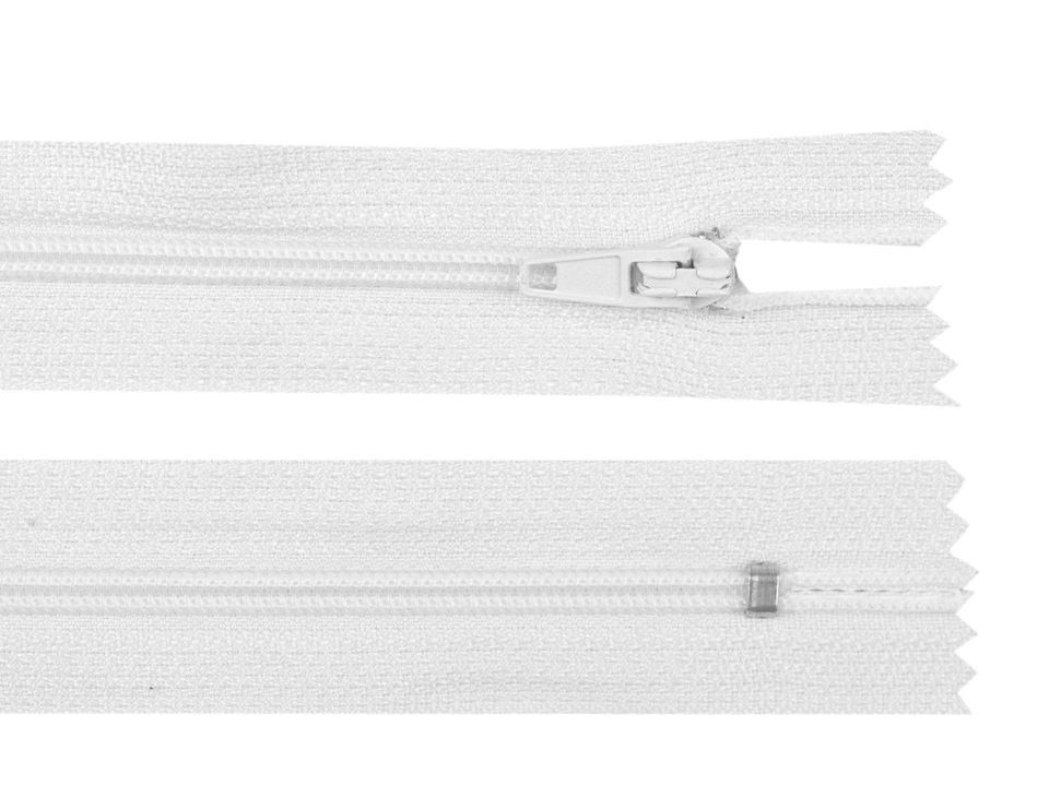 Spirálový zip šíře 3 mm délka 35 cm, barva Bílá