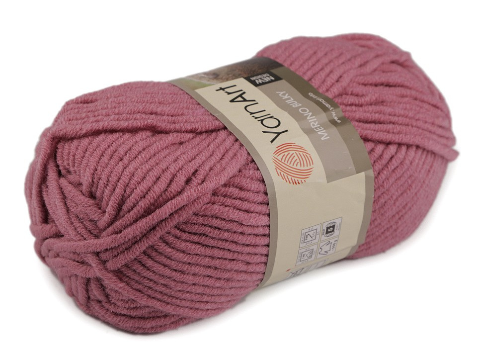 Pletací příze Merino bulky 100 g, barva 15 (3017) starorůžová