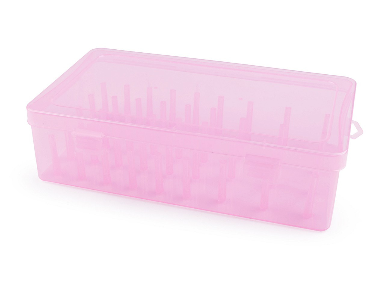 Plastový box na 42 ks nití, barva 2 růžová sv.