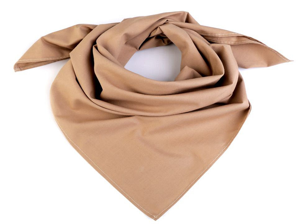 Bavlněný šátek jednobarevný 65x65 cm, barva 13 (201) hnědá světlá