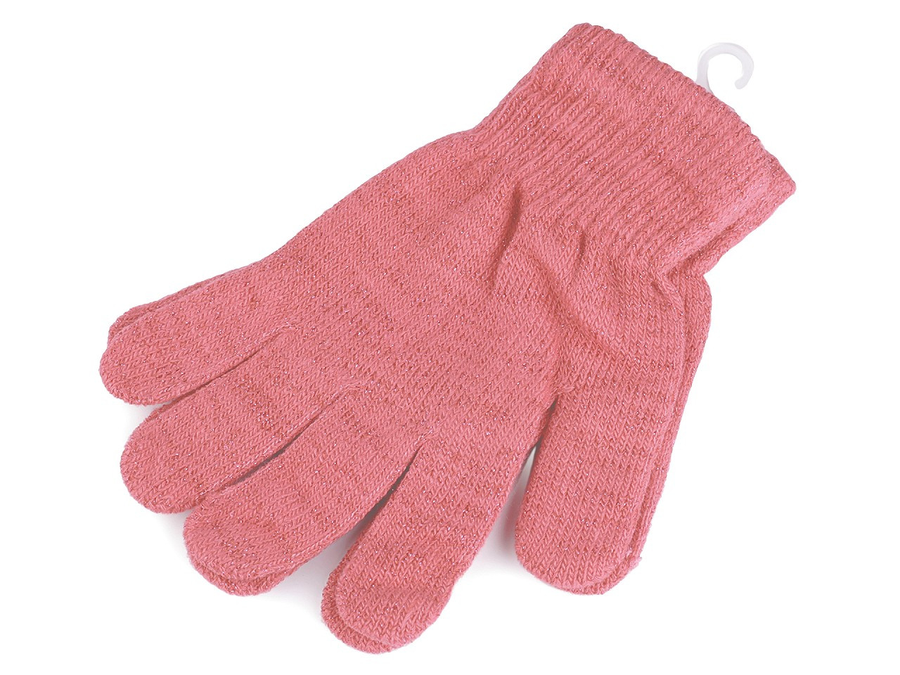 Dámské / dívčí pletené rukavice s lurexem, barva 7 růžová