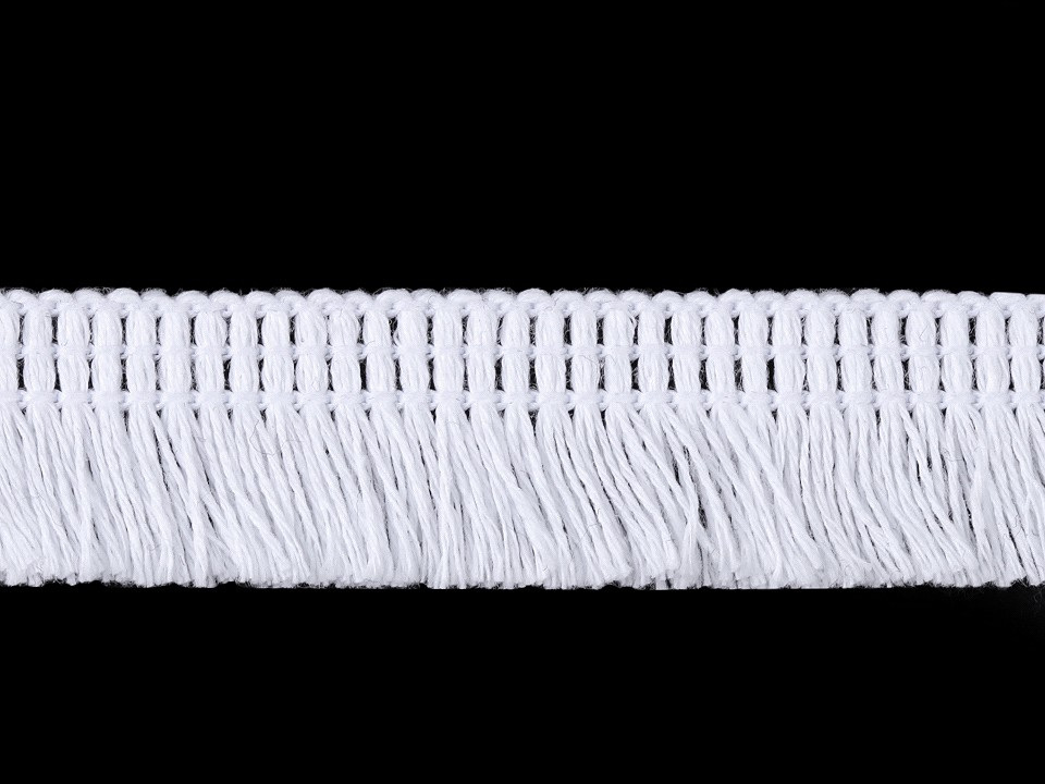 Bavlněné třásně oděvní šíře 17 mm, barva 1 (3001) bílá