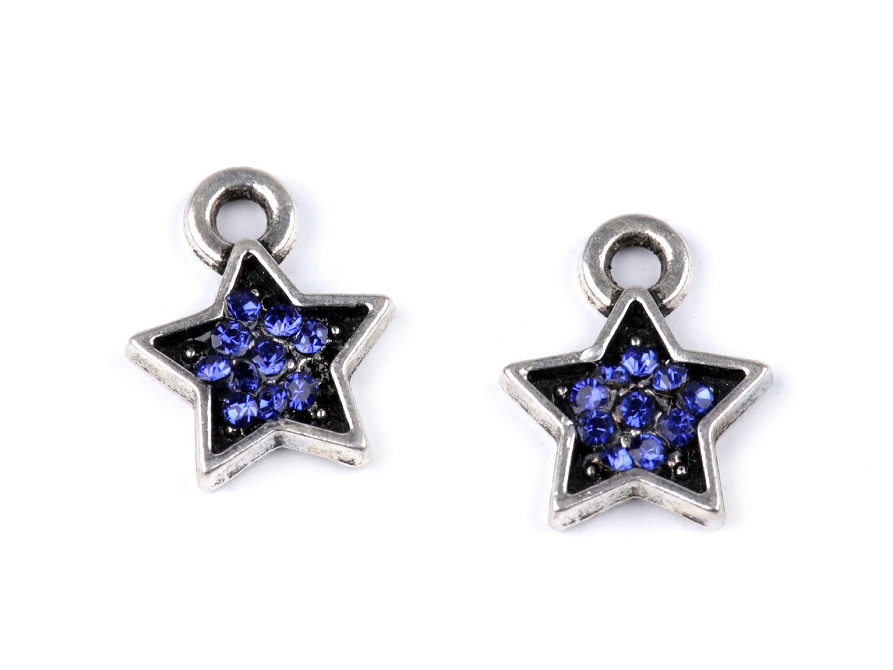 Přívěsek mini hvězda s broušenými kamínky Ø9 mm, barva 5 modrá
