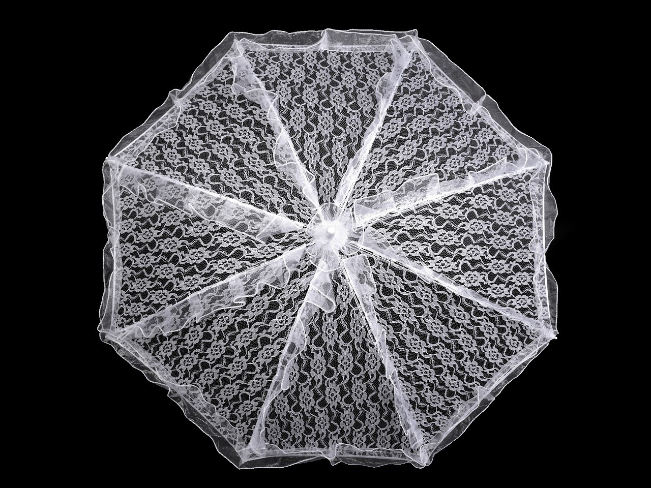 Svatební krajkový deštník k focení, barva bílá