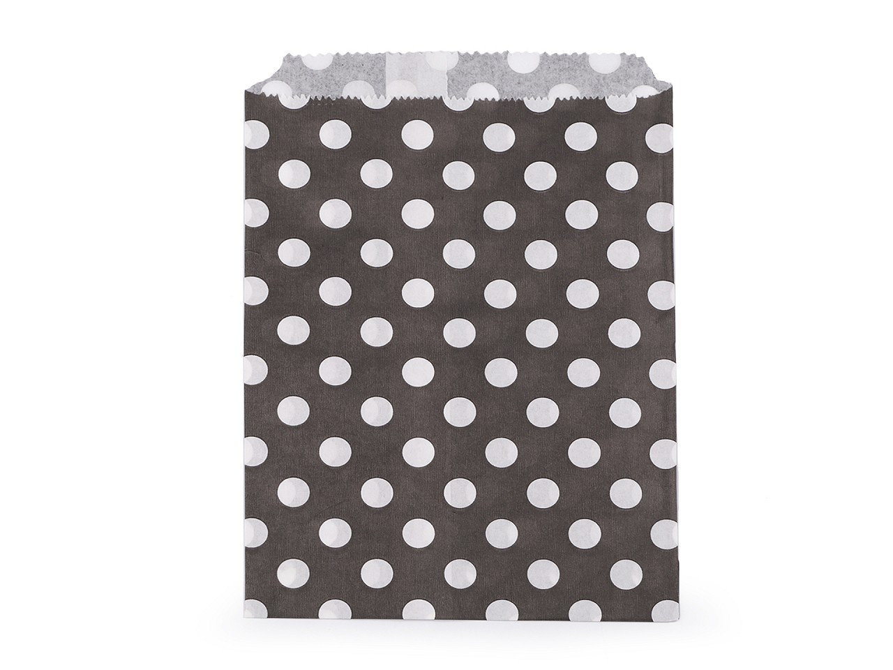 Papírový sáček chevron, puntík 13x17 cm, barva 3 šedá tmavá puntíky