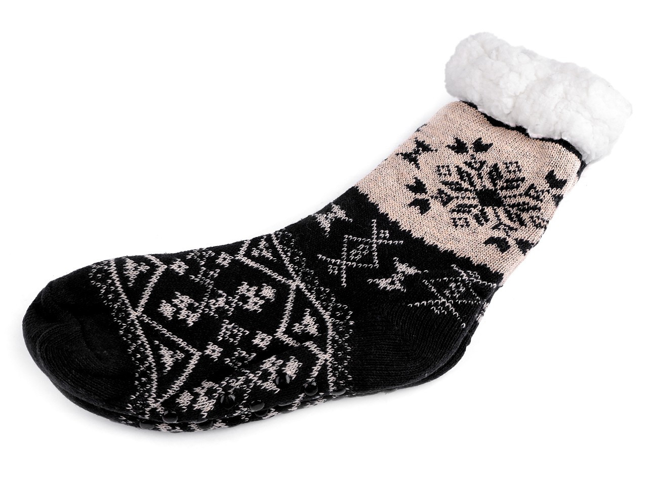 Ponožky zimní s kožíškem a protiskluzem, unisex, barva 19 (vel. 35-38) modrá tmavá