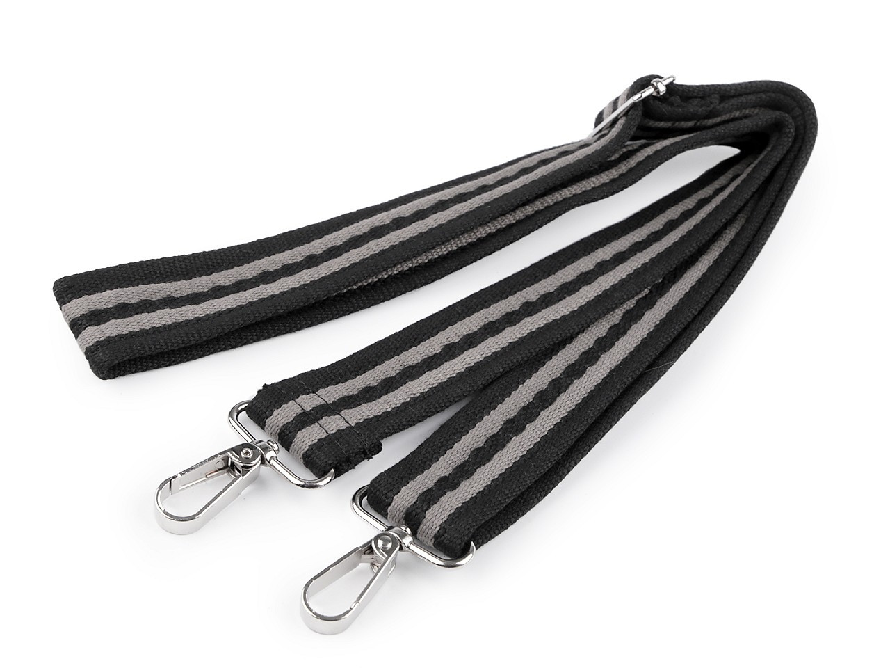 Textilní ucho / popruh na tašku s karabinami šíře 3,8 cm, barva 13 černá šedá