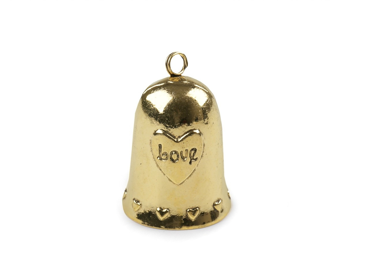Zvoneček z nerezové oceli Love, barva 2 zlatá